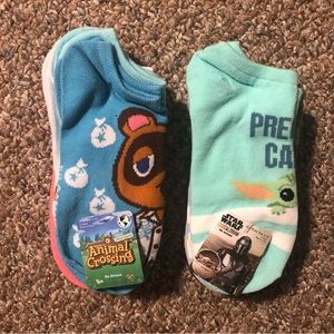 SET OF 2 Animal Crossing Star Wars Mandalorian Ankle No-Show Socks Christmas
